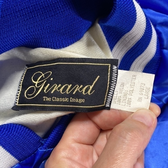 Vintage Girard Blue Satin Nylon Walker Bomber Jacket Large USA - Picture 3 of 8